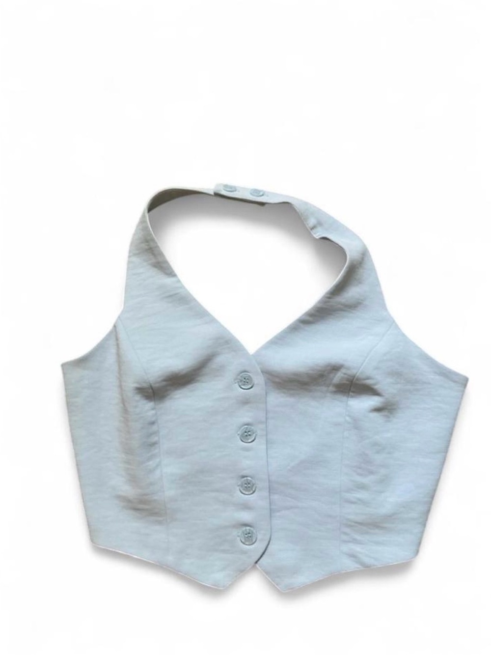 Christian Lacroix White Halter Button-Front Crop Top